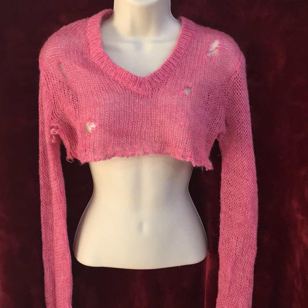 Relish – distressed sweater crop top!